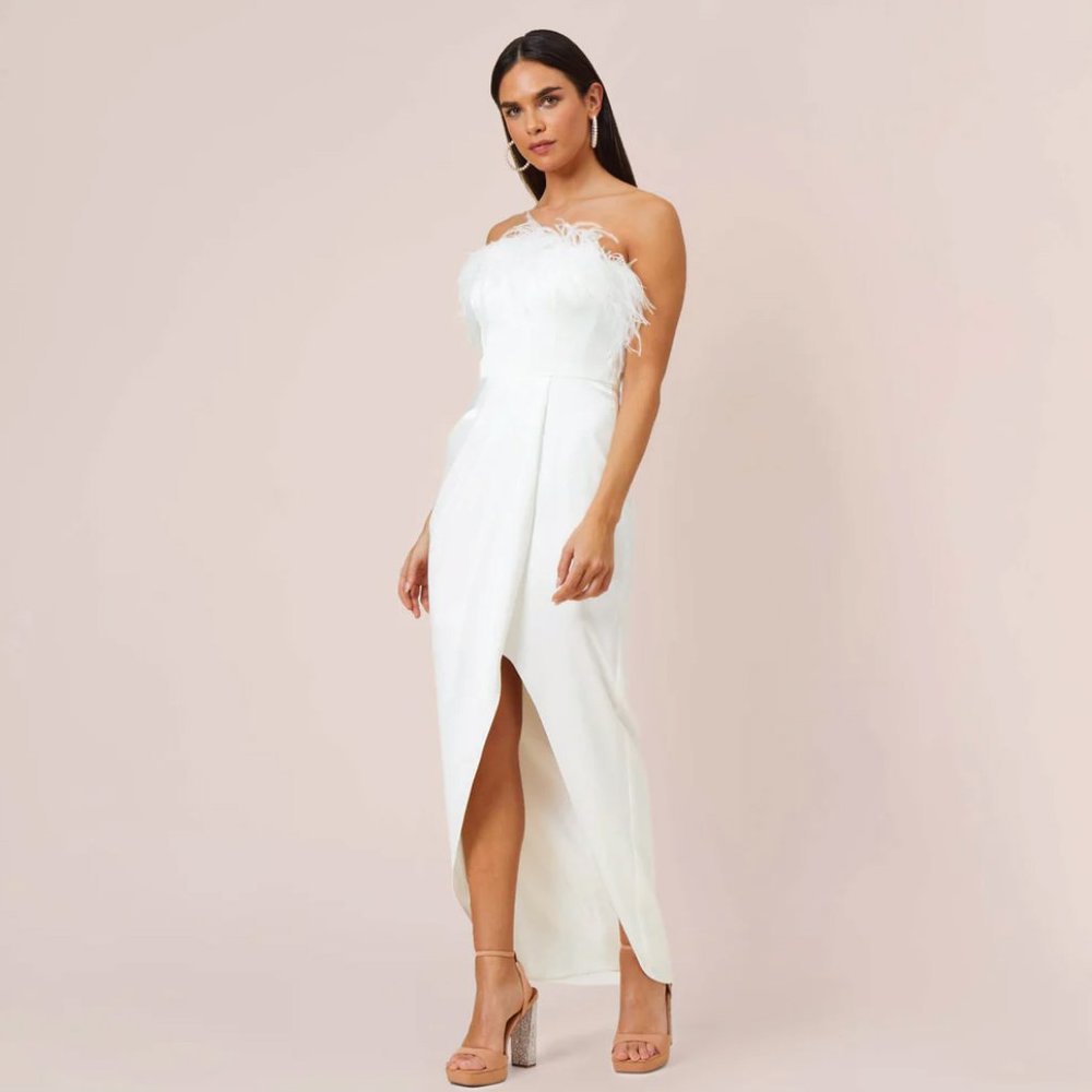 Aidan Mattox Ivory Feather Dress Size 4M